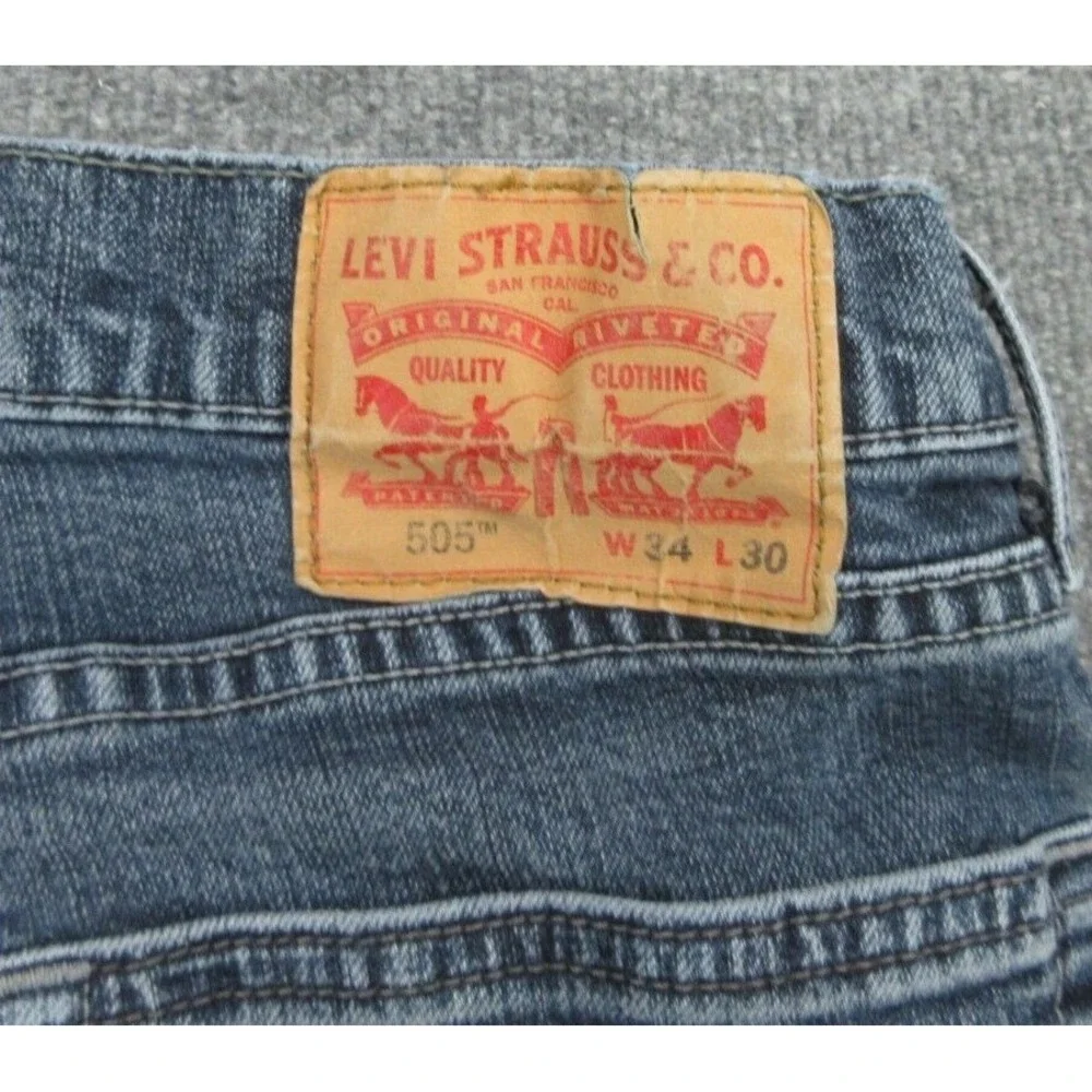 Levi Strauss Mens 505 Regular Straight Blue Denim Jeans 34x30